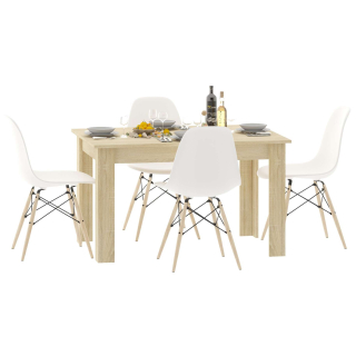 Stół kuchenny 110x70 Dąb Sonoma + 4 krzesła Skandynawskie Milano Białe